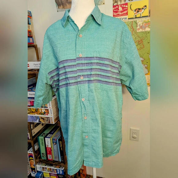 👾 Vintage Sears Button-Up Short Sleeve Shirt, Size XL - Picture 2 of 4